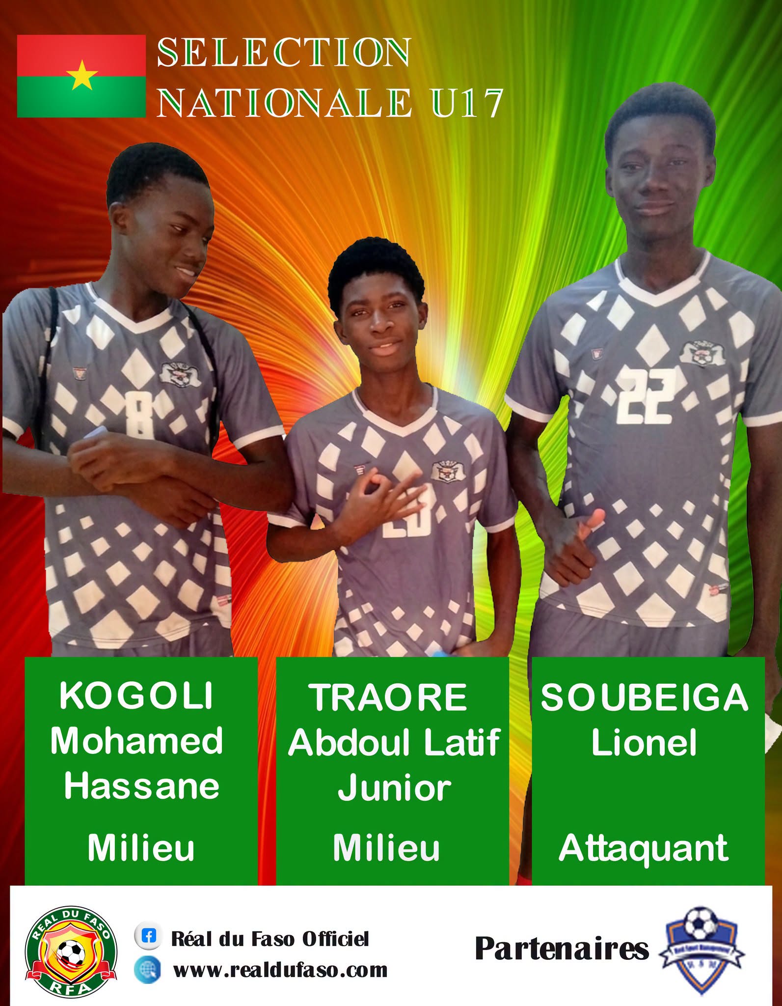 Sélection nationale U17 : Kogoli, Traoré et Soubeiga (Real du Faso)
