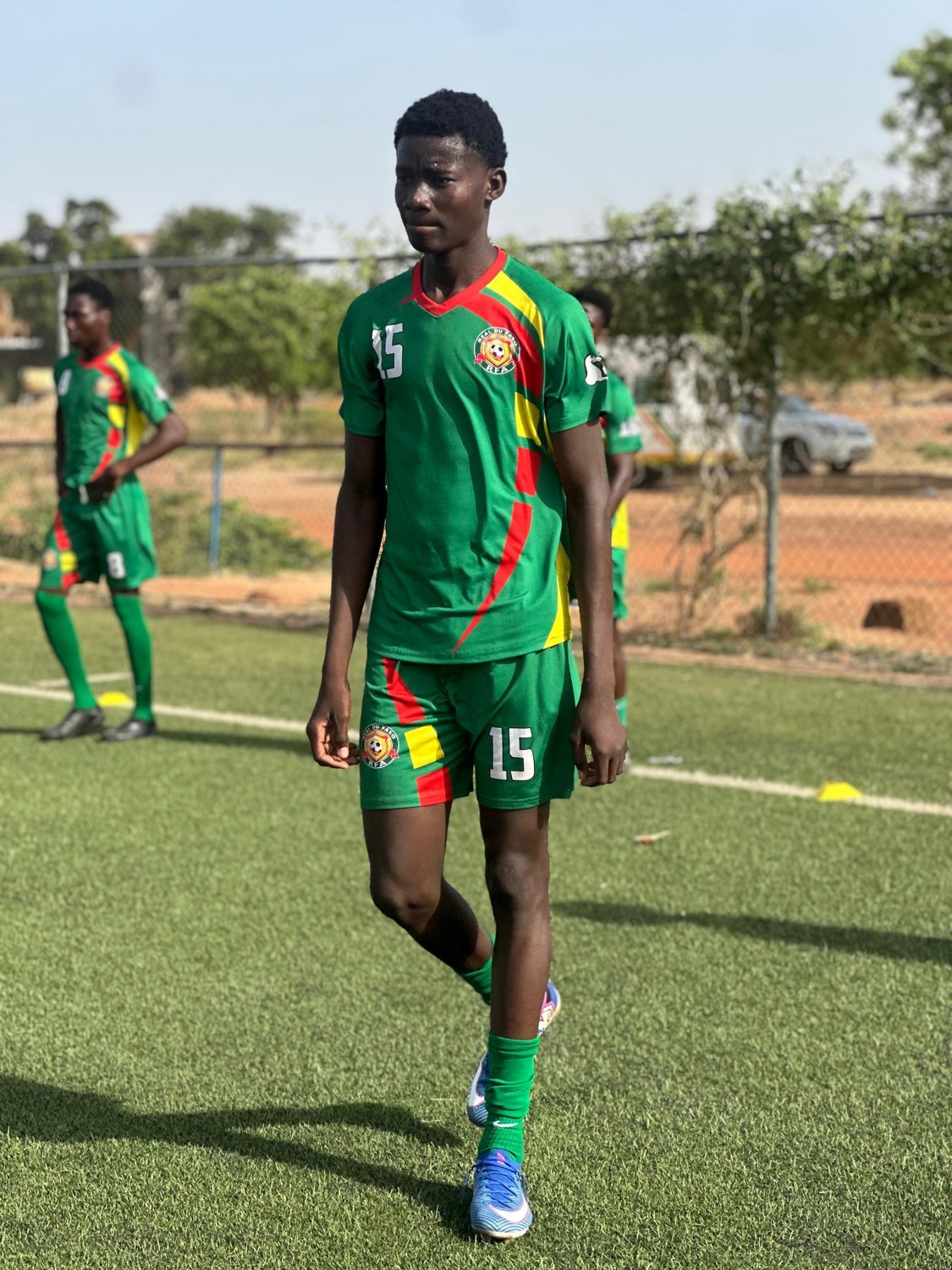 Lionel Soubeiga in the Burkina Faso kit, No. 15
