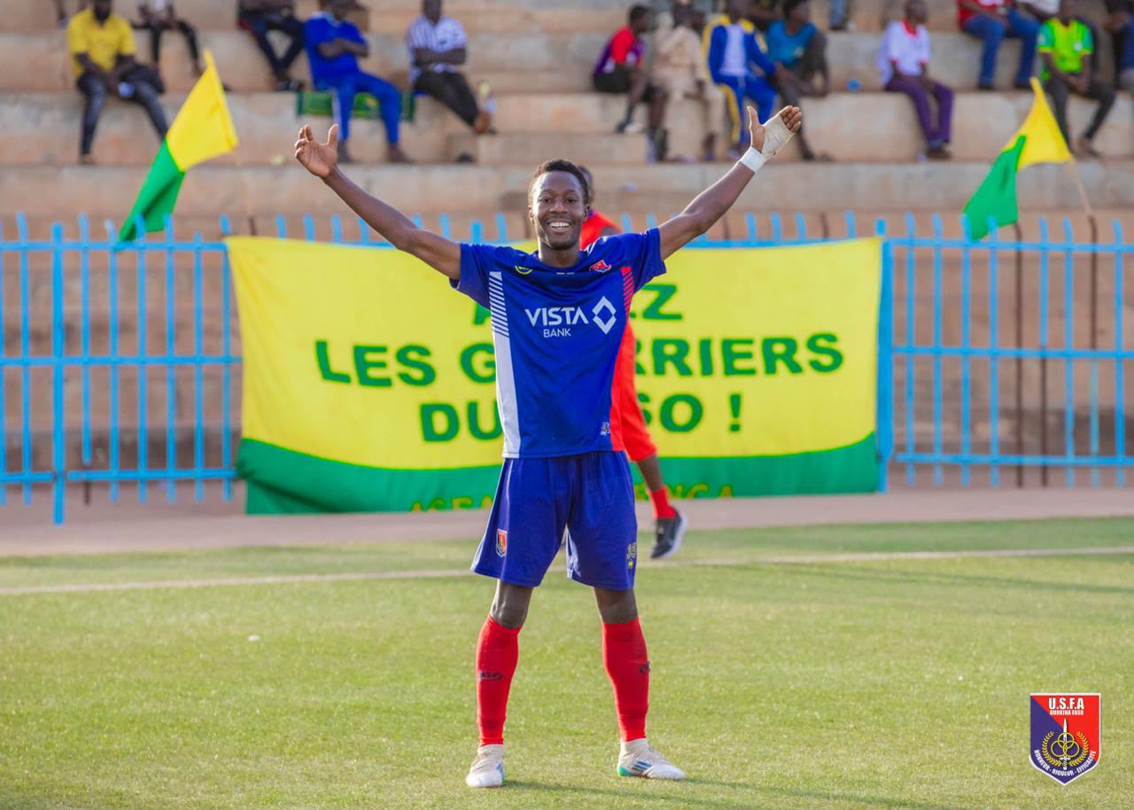 Sanou celebrating during a match