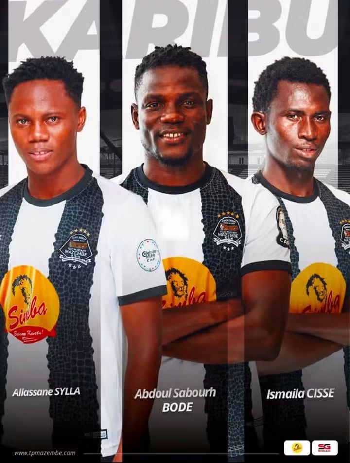 TP Mazembé welcome graphic — Sylla, Bodé and Cissé